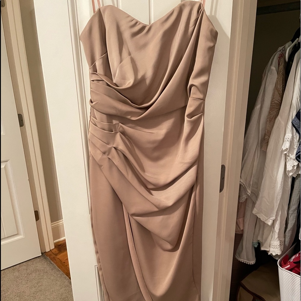 DO + BE tan strapless cocktail dress. New without tags.